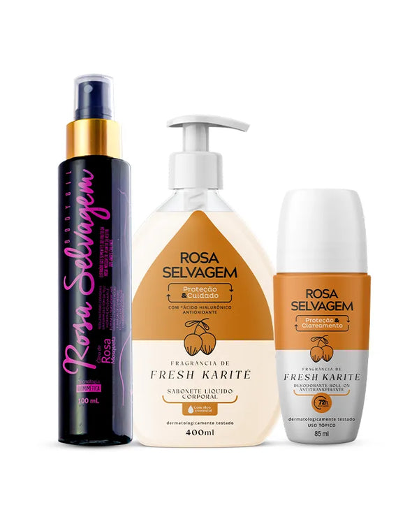 KIT Sabonete Líquido Fresh Karité + Óleo + Desodorante Karité