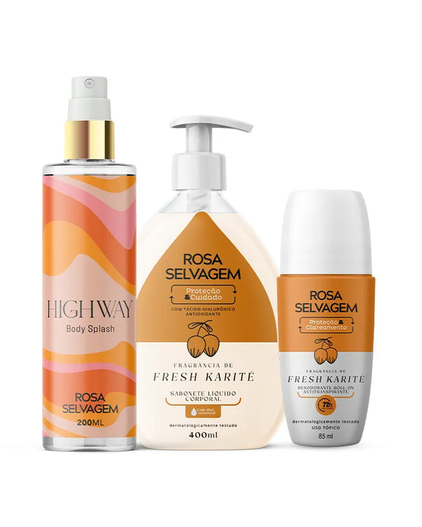 KIT Sabonete Líquido Fresh Karité + Highway + Desodorante Karité