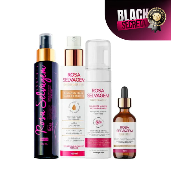 KIT Skincare: Ácido Clareador + Espuma de Limpeza+ Sérum Lifting + Óleo Clareador