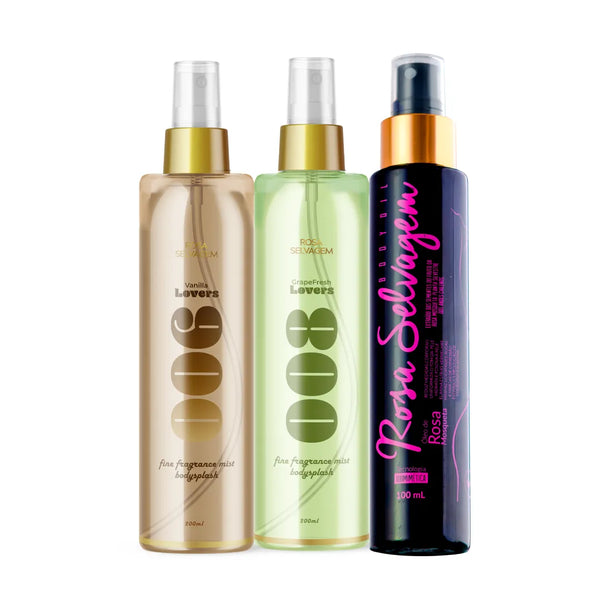 KIT Body Splash Baunilha + Uva + Óleo