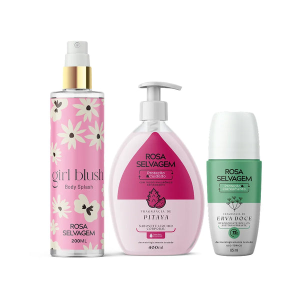 KIT Sabonete líquido Pitaya + Girl Blush + Desodorante Erva Doce