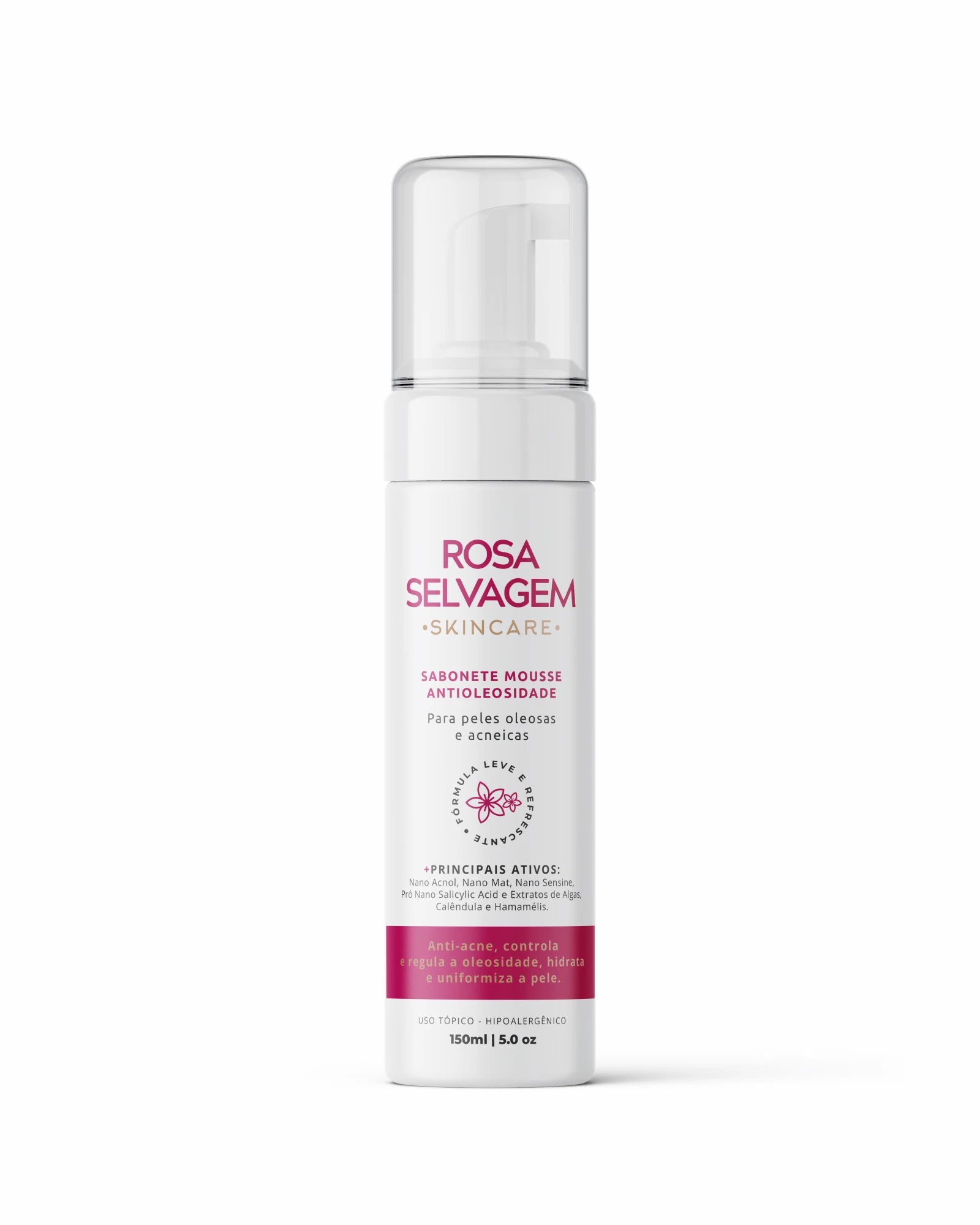 ESPUMA DE LIMPEZA ANTIOLEOSIDADE E ANTIACNE – Rosa Selvagem Brasil