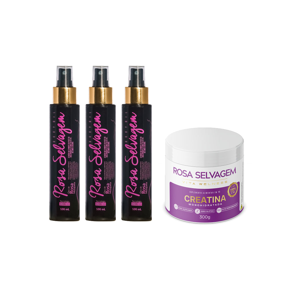 3 óleos Clareadores + Creatina Rosa Selvagem
