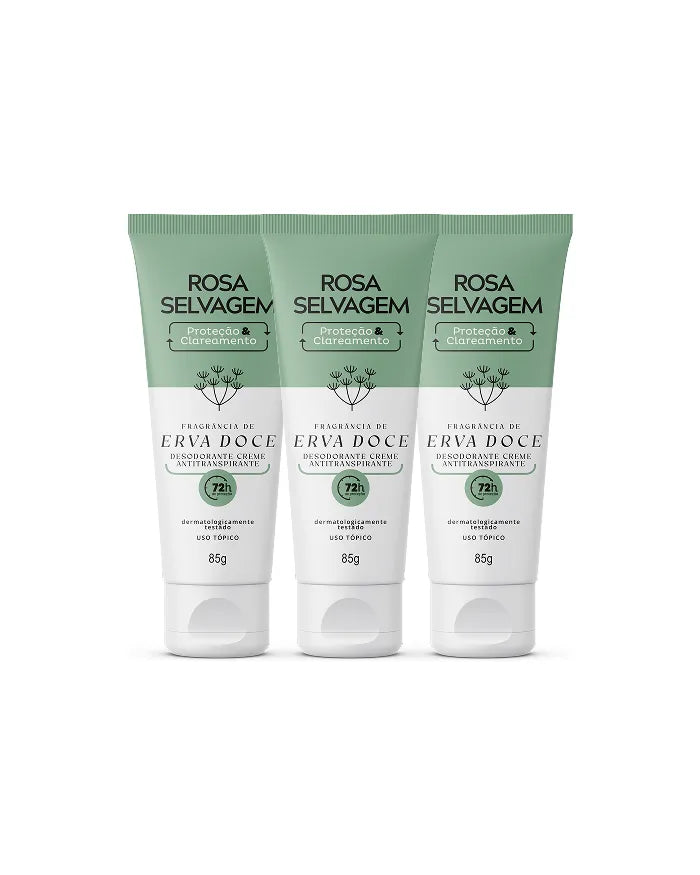 Desodorante Creme Erva Doce - 3 unids.