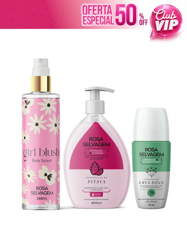 KIT Sabonete líquido Pitaya + Girl Blush + Desodorante Erva Doce (VIP)