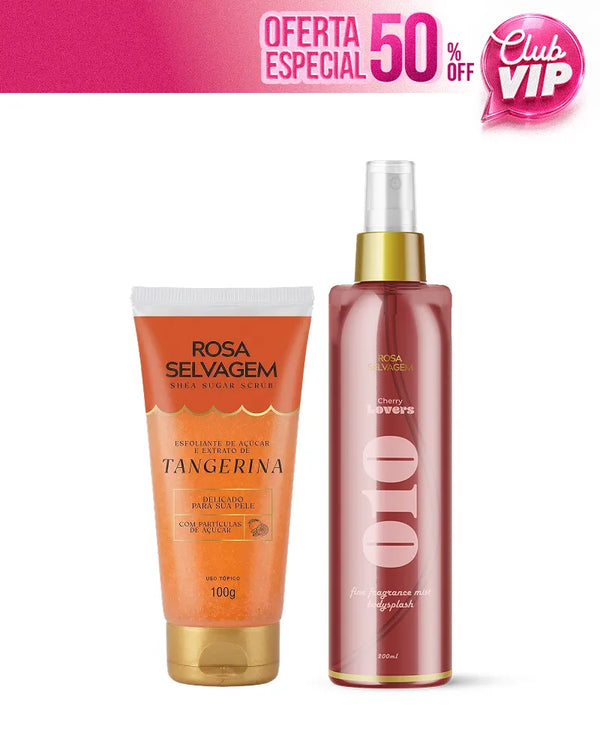 Kit Esfoliante de Açúcar - Tangerina + Body Splash Rosa Lovers Cereja (VIP)