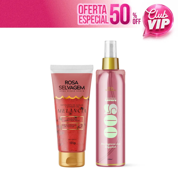 Kit Esfoliante de Açúcar - Melancia + Body Splash Rosa Lovers Melancia (VIP)