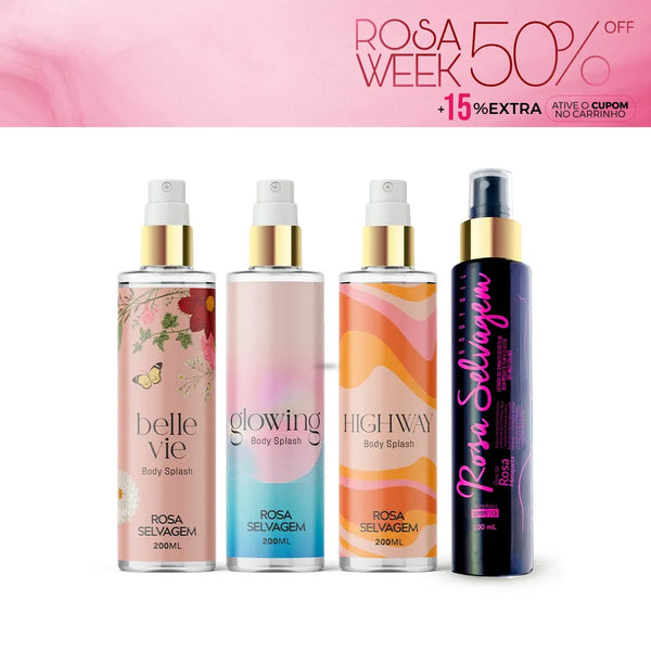 Kit 3 body splashes + óleo rosa selvagem 2 - Rosa Week