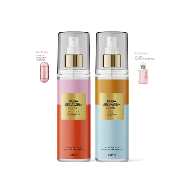 KIT Body Secret: Escândalo + Adoro - Cheiro de Mulher Sedutora e Sensual