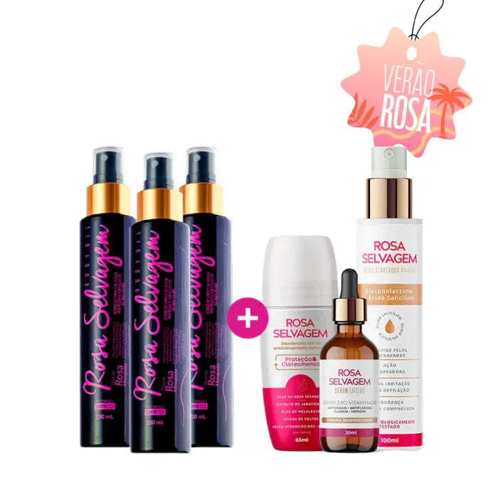 Rosa Selvagem Economy - 3 óleos + Ácido + Desodorante + Sérum lifting