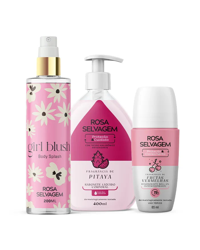 KIT SABONETE LÍQUIDO PITAYA + GIRLBLUSH + DESODORANTE FRUTAS VERMELHAS