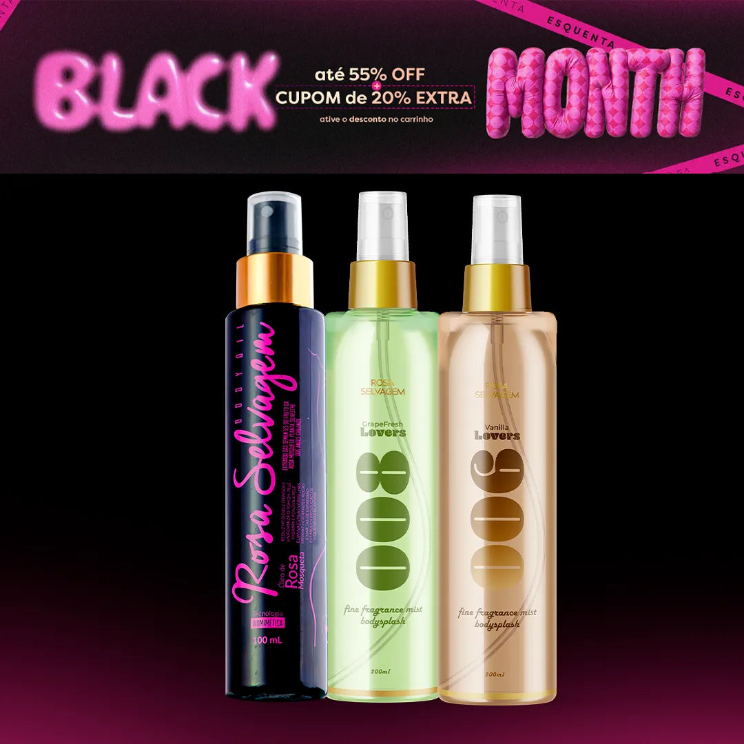 Black month - Kit body splash baunilha + uva + óleo