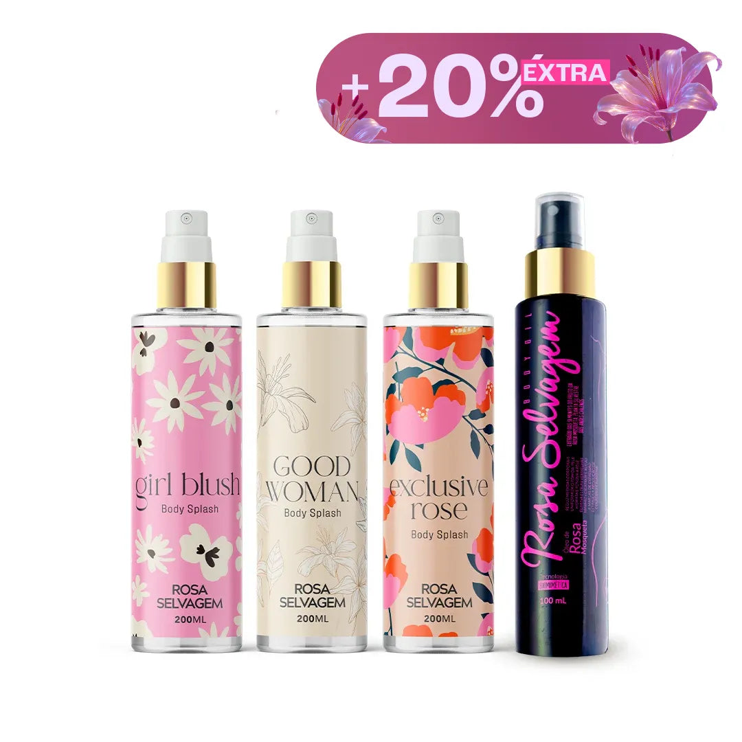 OUTLET - KIT 3 BODY SPLASHES + ÓLEO ROSA SELVAGEM