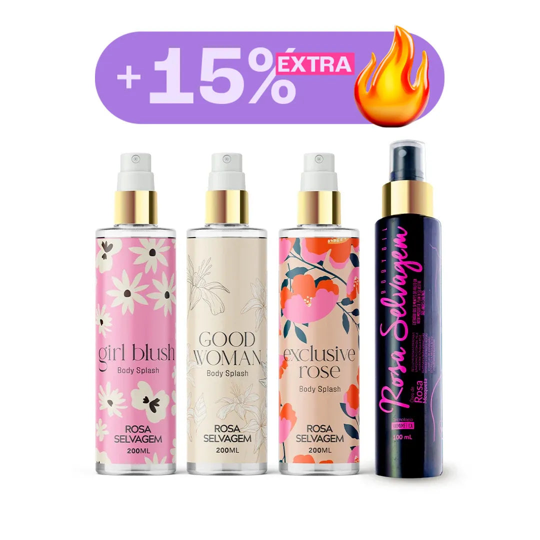 Promo combo - Kit 3 body splashes + óleo rosa selvagem