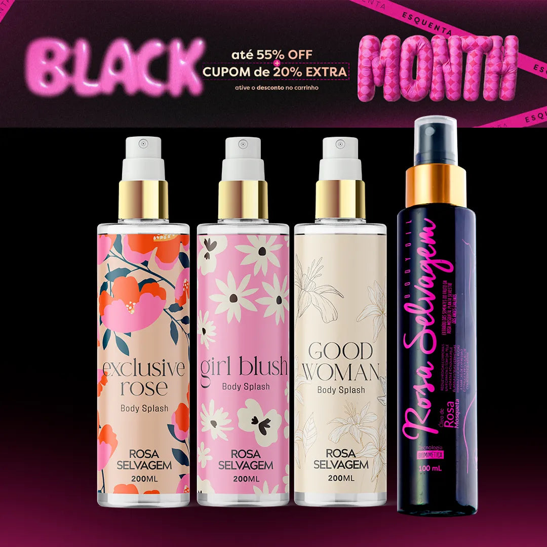 Black month - Kit 3 body splashes + óleo rosa selvagem