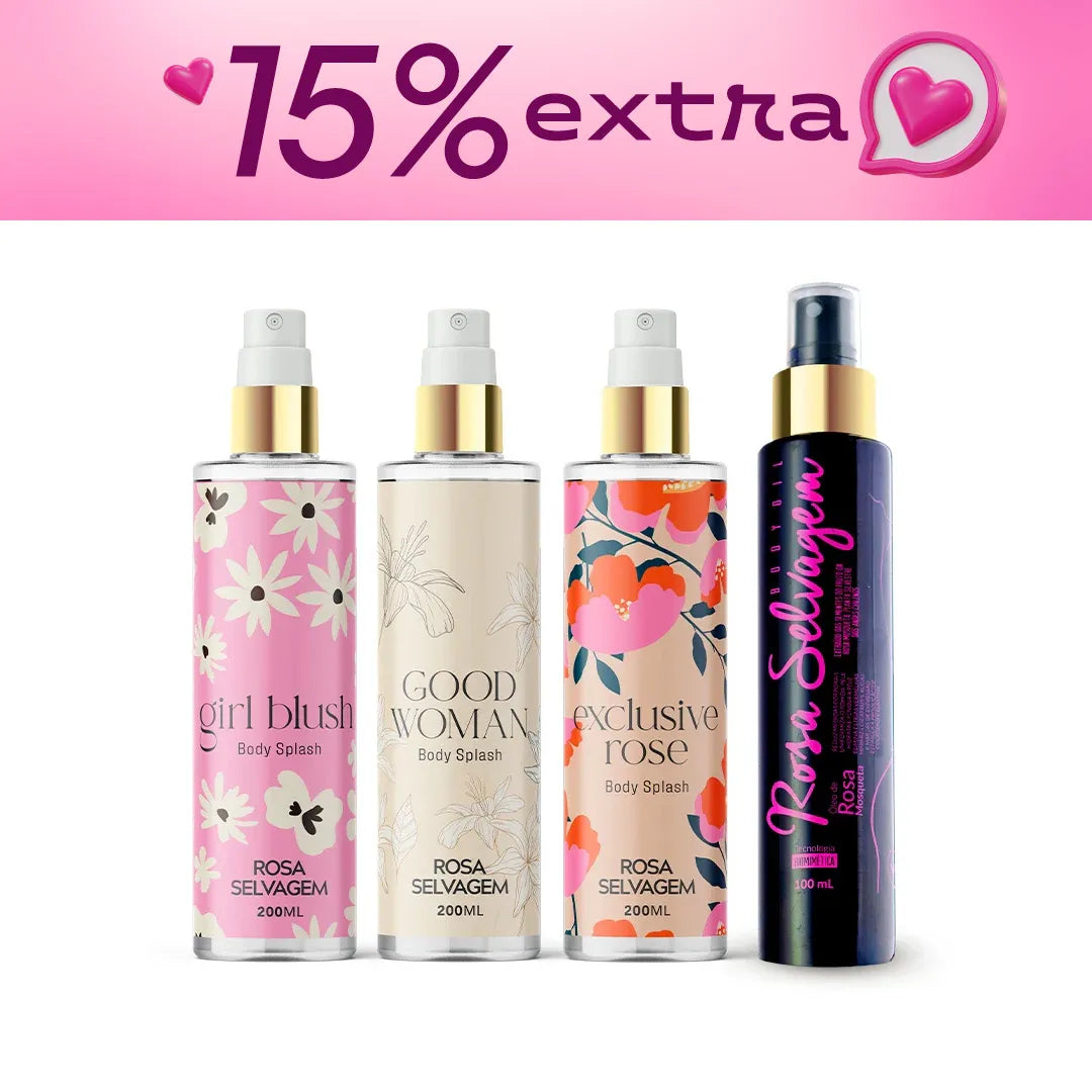 Semana do consumidor - Kit 3 body splashes + óleo rosa selvagem