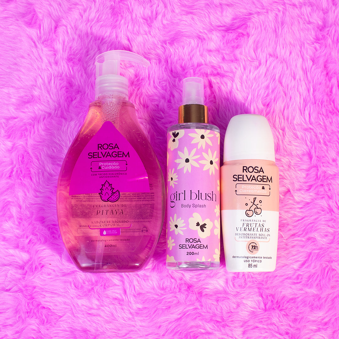 Kit Sabonete Líquido Pitaya + Girl Blush + Desodorante Frutas Vermelhas