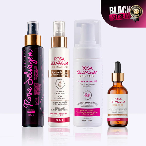 KIT Skincare: Ácido Clareador + Espuma de Limpeza+ Sérum Lifting + Óleo Clareador