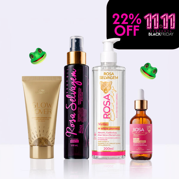 Kit Verão - Óleo Clareador Corporal + Sabonete Íntimo + Sérum Candy + Glow Lover Ouro