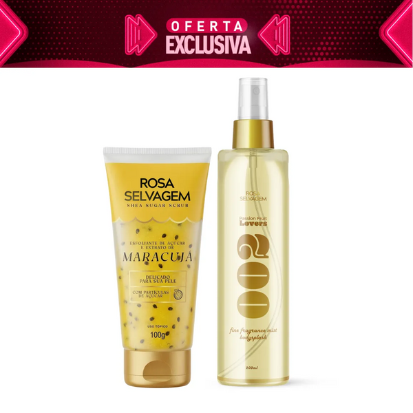 Kit Esfoliante de Açúcar - Maracujá + Body Splash Rosa Lovers Maracujá - Oferta Exclusiva