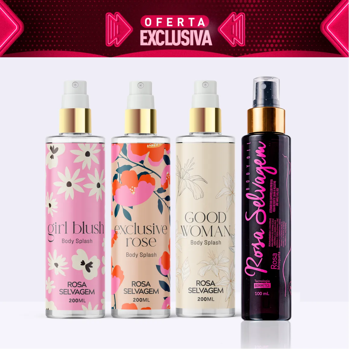 Kit 3 Body Splashes + Óleo Clareador - Oferta Exclusiva