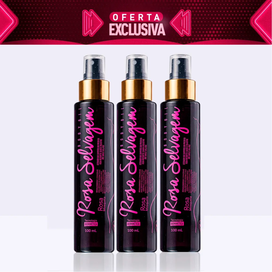 Kit 3 Rosa Selvagem – Óleo Clareador Corporal 2.0 - Oferta Exclusiva