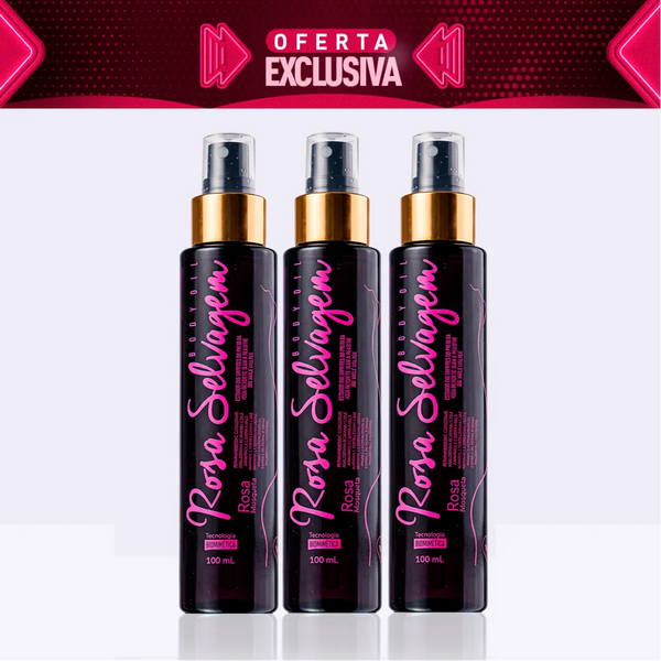 Kit 3 Rosa Selvagem – Óleo Clareador Corporal 2.0 - Oferta Exclusiva