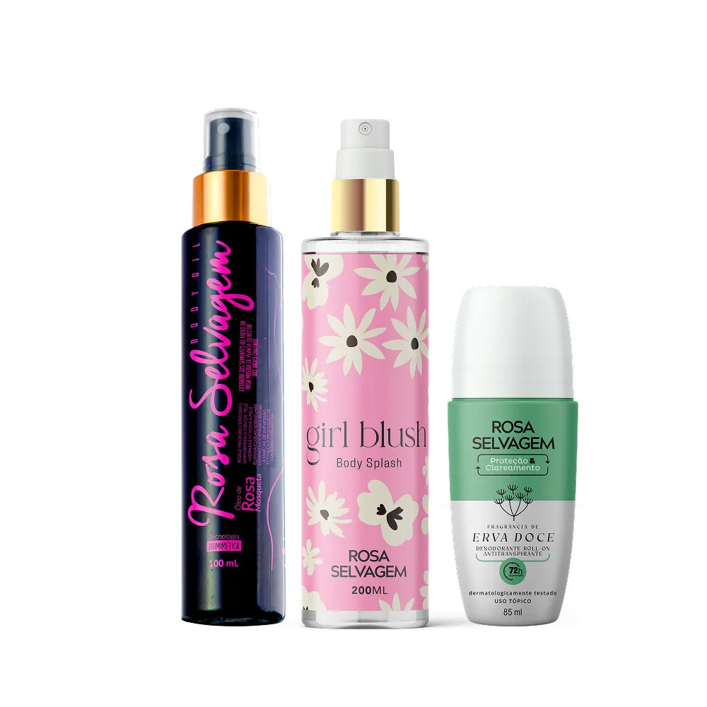 KIT Body Splash Girl Blush + Óleo Clareador + Desodorante Erva Doce
