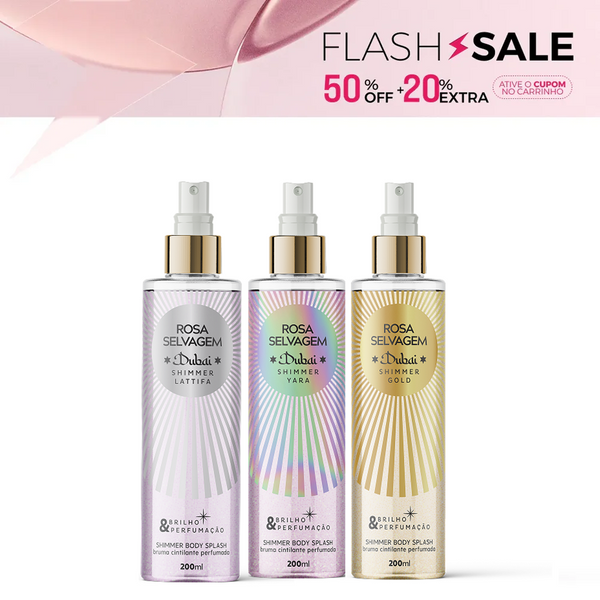 KIT trio Body Splash Dubai Shimmer - Lattifa, Yara e Creed Gold