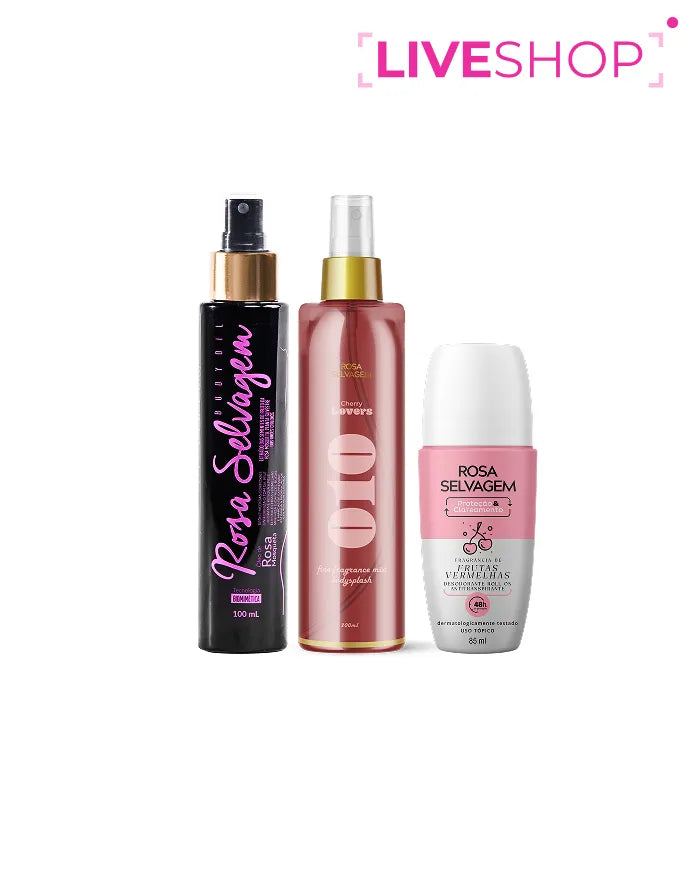 LIVESHOP - Kit Cereja Lovers: Óleo + Body Splash Cereja + Desodorante Frutas Vermelhas