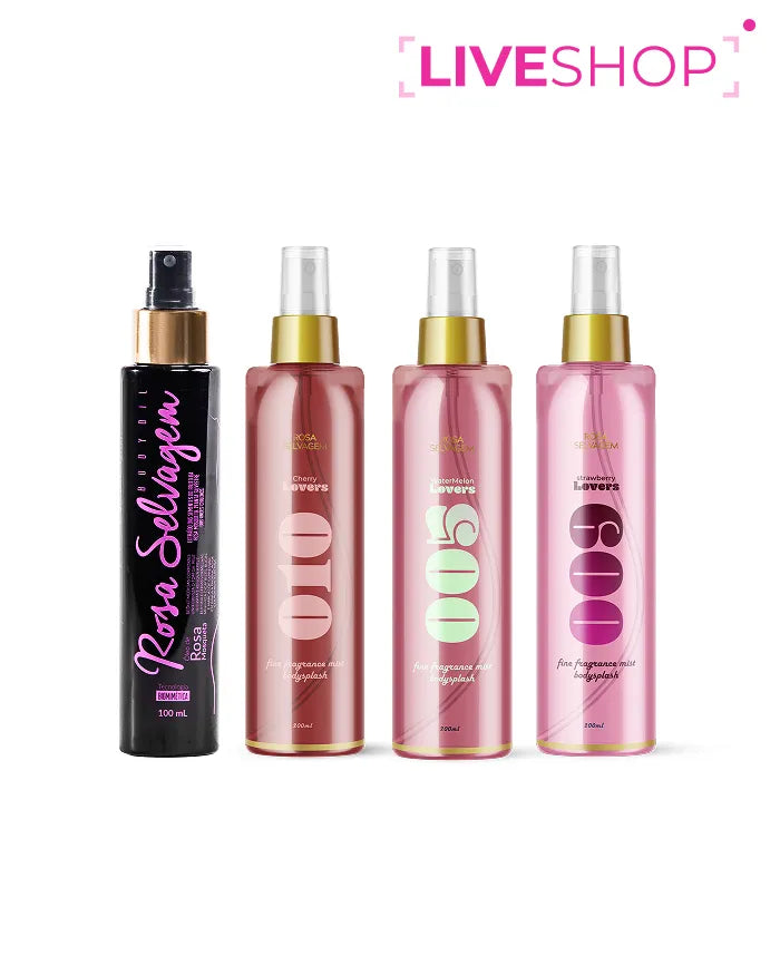 LIVESHOP - Kit 3 Body Splashes + Óleo Rosa Selvagem