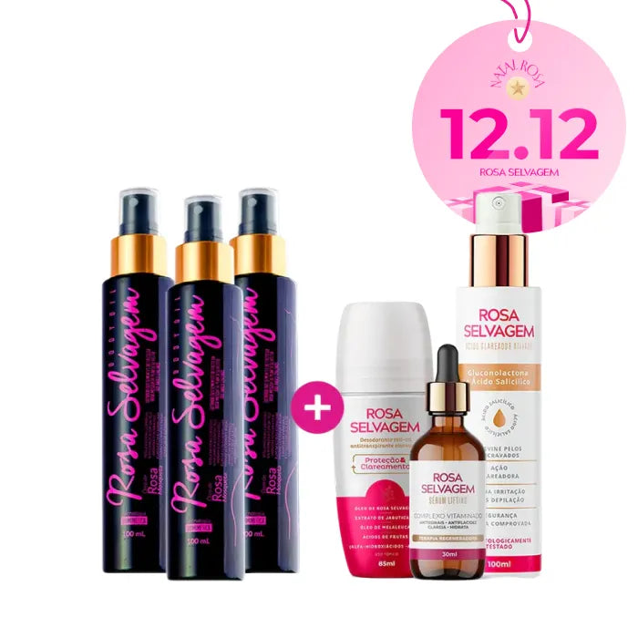 Rosa Selvagem Economy - 3 óleos + Ácido + Desodorante + Sérum lifting
