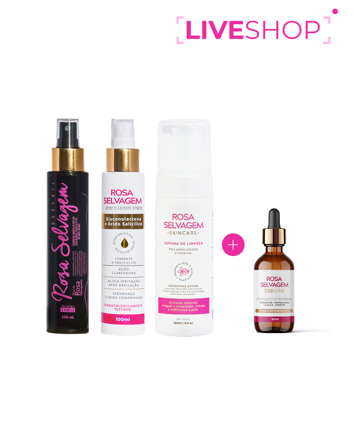 10.10 - Kit Skincare: Ácido Clareador + Espuma de Limpeza+ Sérum Lifting + Óleo Clareador