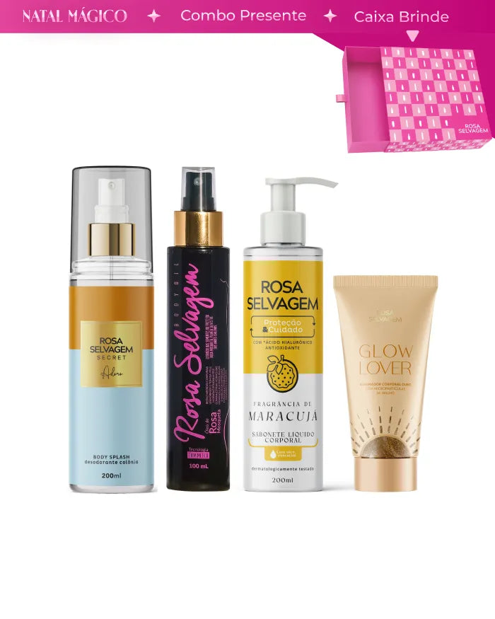Kit Natal Rosa Selvagem – Banho, Brilho e Perfume