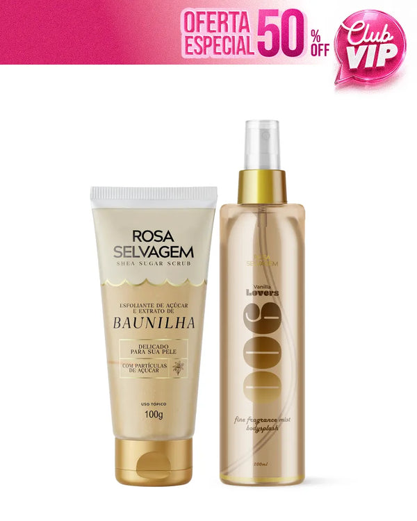 Kit Esfoliante de Açúcar - Baunilha + Body Splash Rosa Lovers Baunilha (VIP)