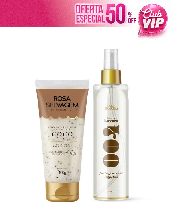Kit Esfoliante de Açúcar - Coco + Body Splash Rosa Lovers Coco (VIP)