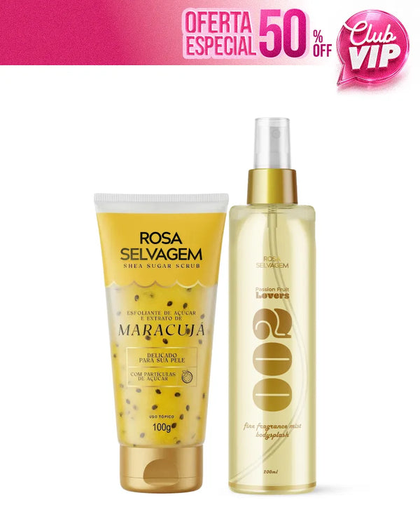 Kit Esfoliante de Açúcar - Maracujá + Body Splash Rosa Lovers Maracujá (VIP)