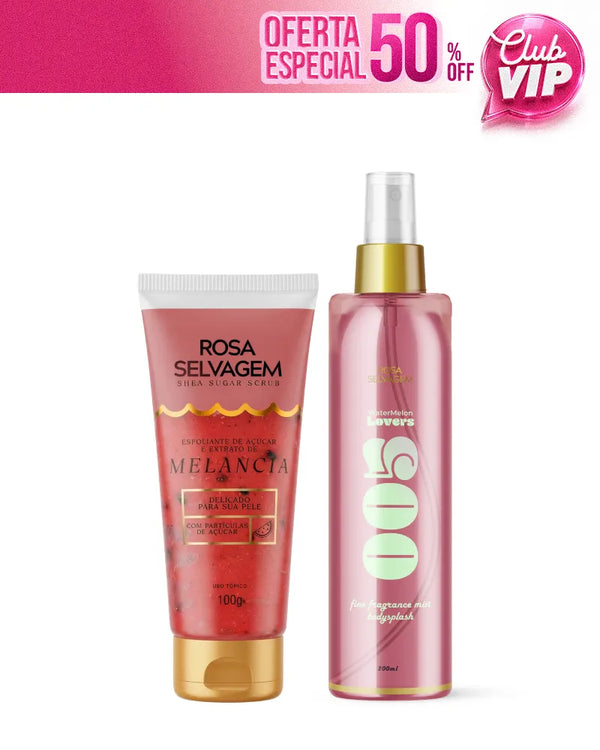 Kit Esfoliante de Açúcar - Melancia + Body Splash Rosa Lovers Melancia (VIP)