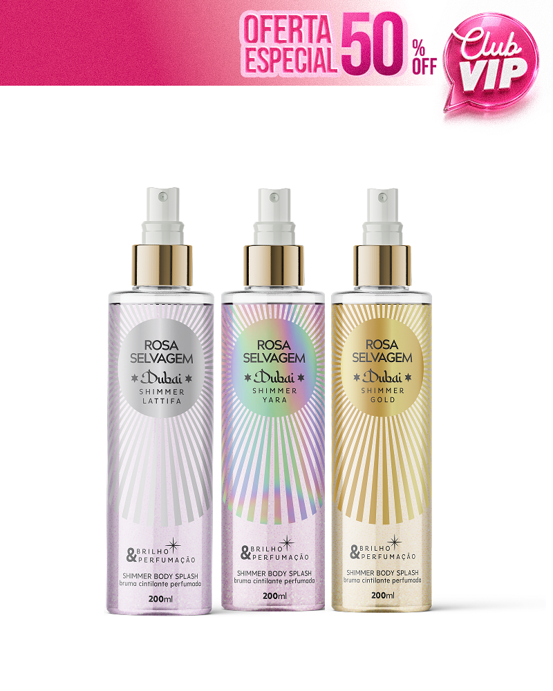 Kit trio Body Splash Dubai Shimmer - Lattifa, Yara e Creed Gold