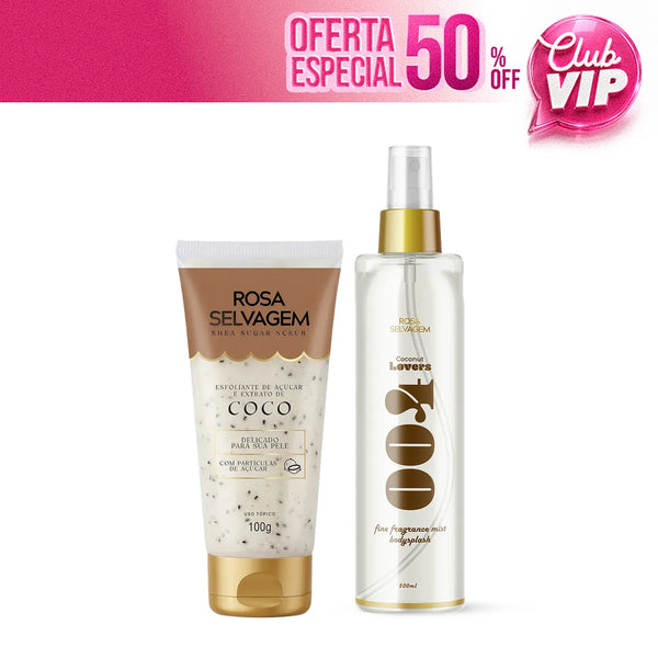 Kit Esfoliante de Açúcar - Coco + Body Splash Rosa Lovers Coco (VIP)