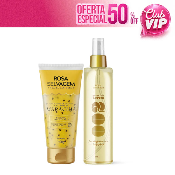 Kit Esfoliante de Açúcar - Maracujá + Body Splash Rosa Lovers Maracujá (VIP)