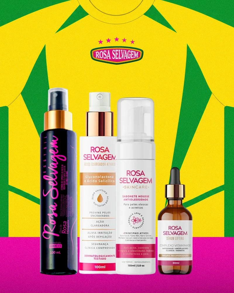 Kit Skincare: Ácido Clareador + Espuma de Limpeza+ Sérum Lifting + Óleo Clareador