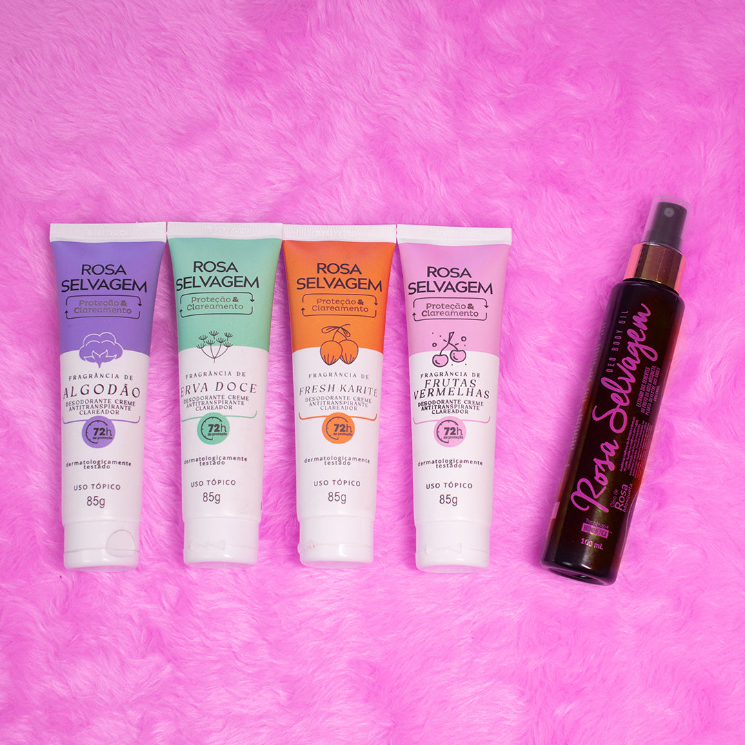 Kit 4 Desodorantes Creme + Óleo Clareador