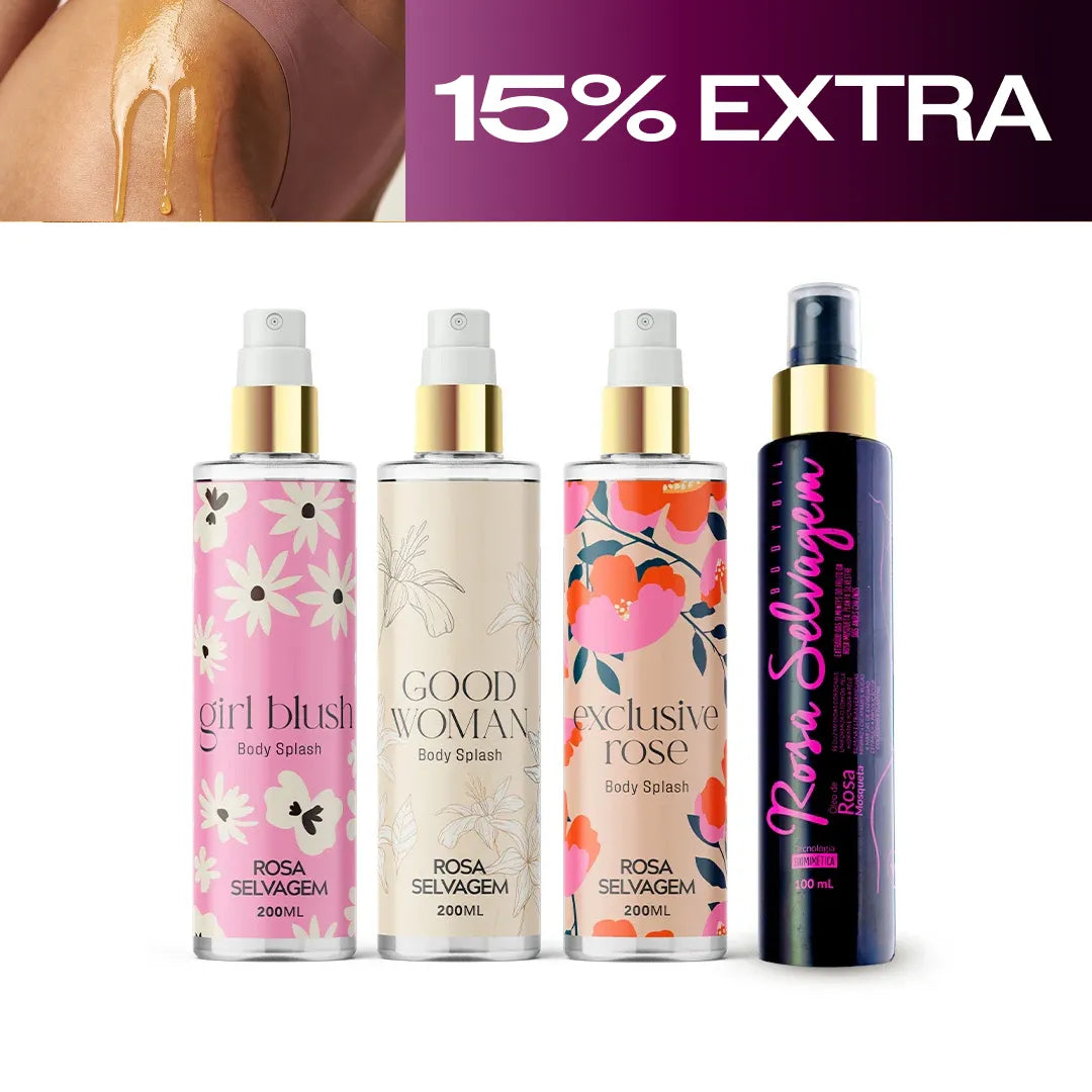 Summer Sale - Kit 3 body splashes + óleo rosa selvagem