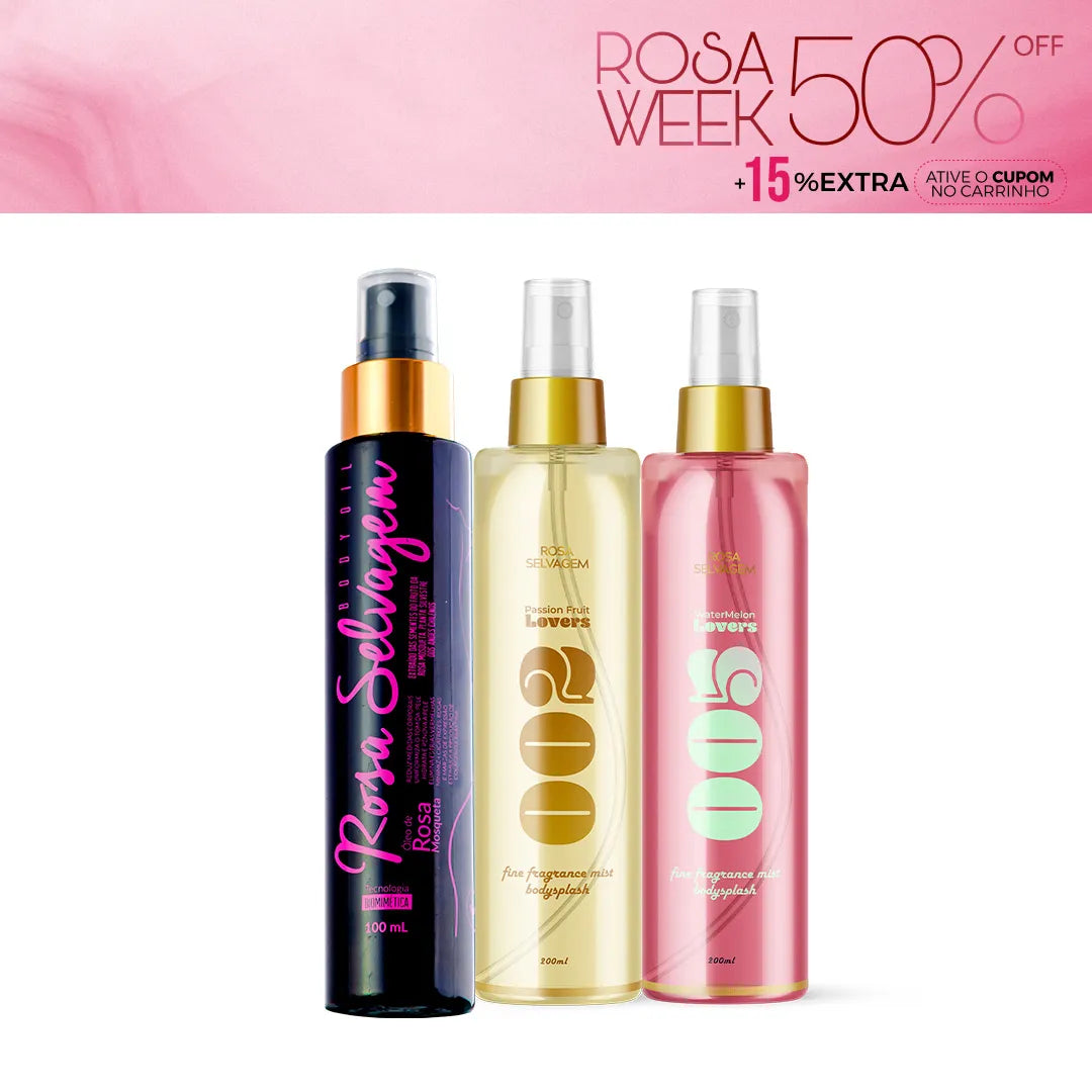 KIT body splash maracujá + melancia + óleo - Rosa Week