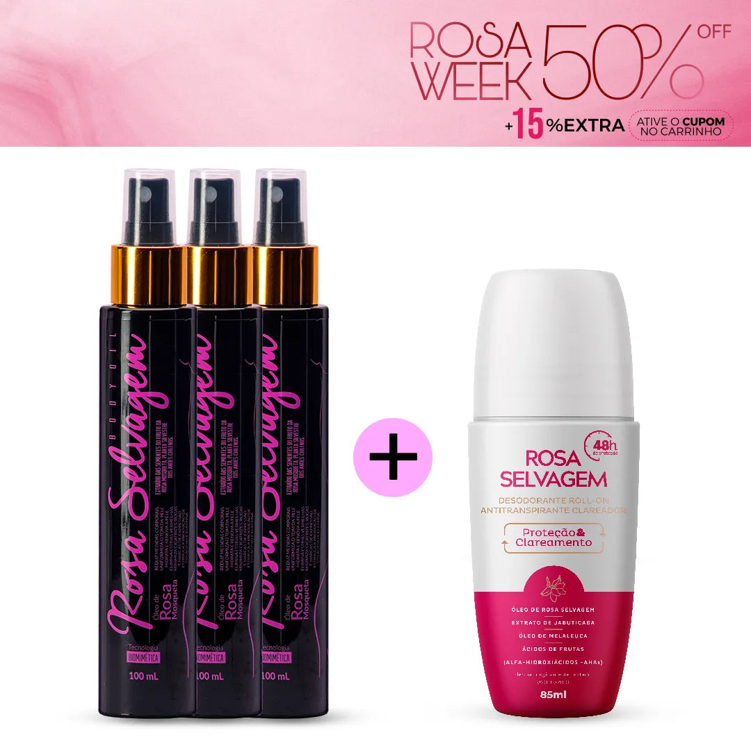 Kit 3 óleos + desodorante clareador - Rosa Week