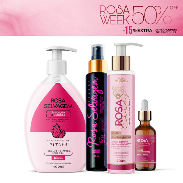 Kit Sabonete Pitaya + Sabonete Íntimo + Sérum Candy + Óleo Clareador - Rosa Week