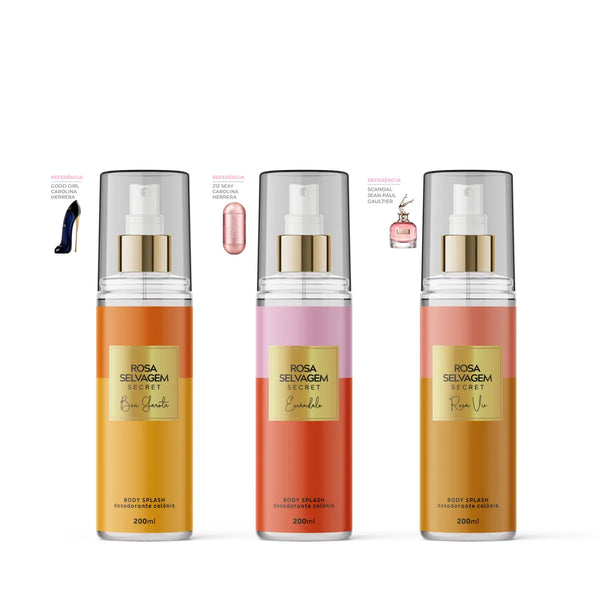 Body Splash Secrets - Escândalo + Rosa Vie + Boa garota