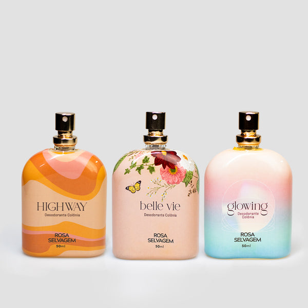 KIT 3 Perfumes Mood - Belle Vie + Glowing + Highway