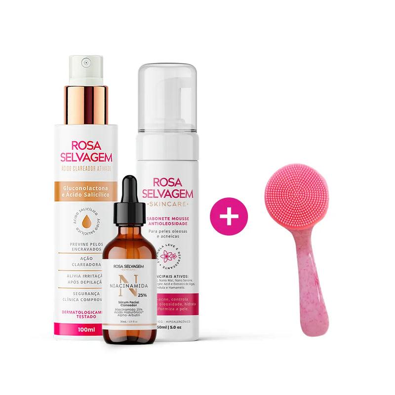 Kit clareador facial + Escova esfoliante